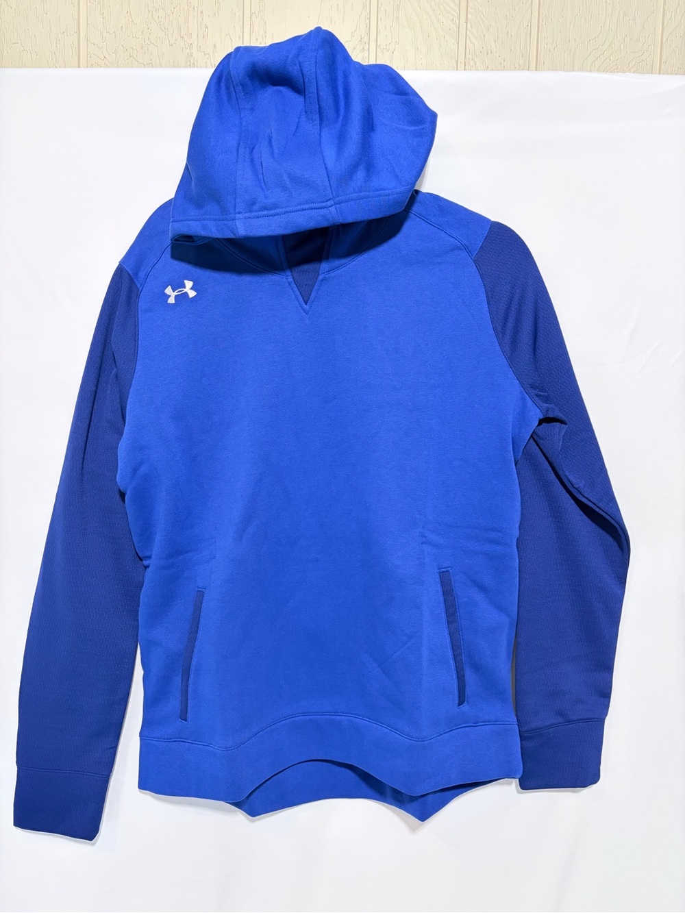 New Under Armour M Fleece Pullover Hoodie Mid Weight Cold Gear Royal Blue